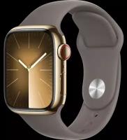 Умные часы Apple Watch Series 9 41 мм Steel Case GPS + Cellular, Gold/Clay Sport Band
