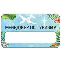 Бейдж акриловый 70х40 мм "Бейдж Турагентство Менеджер по туризму" тип 1 на магните с окном для полиграфической вставки ПолиЦентр 1 шт