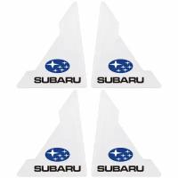 Защитные уголки на дверь автомобиля с логотипом SUBARU силиконовые прозрачные, комплект 4 шт