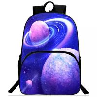 Школьный рюкзак с космическим принтом фиолетовый