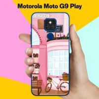 Силиконовый чехол на Motorola Moto G9 Play Розовые здания / для Моторола Мото Джи9 Плэй