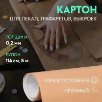 Картон для лекал, 0,2 мм × 114 см, 5 м, цвет бежевый