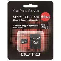 QUMO MicroSDXC 64GB Сlass 10 (с адаптером SD, UHS-1)