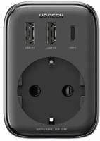 Сетевое зарядное устройство UGREEN CD314 (90613) DigiNest Outlet Extender (1 AC outlets + 30W 2A1C). Цвет: черный