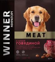 Мираторг MEAT Cухой корм с сочной говядиной для собак средних и крупных пород пакет, 1,1 кг