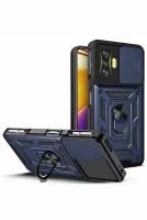 Чехол противоударный для Xiaomi Poco F4 GT / Поко Ф4 ГТ с защитой камеры armors (Темно-синий)