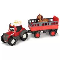 Трактор Dickie Toys Happy Massey Ferguson с прицепом для перевозки животных (3815005), 30 см, красный