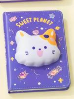 Блокнот со сквишем Кошечка Sweet Planet формат А6, записная книжка, ежедневник, обложка с игрушкой антистресс