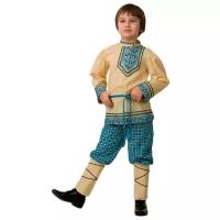 Батик Карнавальный костюм Национальный для мальчика, бежево-голубой, рост 146 см 5605-146-72