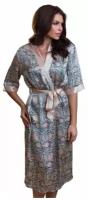 Mia Mia Удлиненный шелковый халат - кимоно Mia-Mia (100% натуральный шел (XL(50) / print # 955)