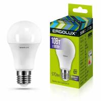 Светодиодная лампа Е27 10Вт 220В ERGOLUX 12879 LED-A60-10W-E27-6K, 6500K, 970Лм, холодный белый, груша