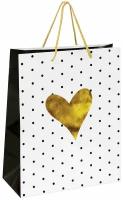 Пакет подарочный 26x12,7x32,4 см, золотая сказка "Золотое сердце", ламинированный, 12 шт