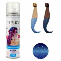 Спрей-краска для волос LUKKY синяя с блёстками