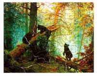 Пазл фигурный деревянный Puzzle "Утро в сосновом лесу", Иван Шишкин, 133 детали, для взрослых и детей