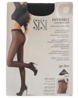 Колготки Sisi Invisible Control Top, 30 den, размер 4, черный, бежевый