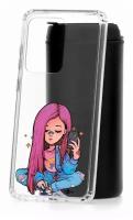 Чехол для Samsung Galaxy S20 Ultra Kruche Print Pink Hair, пластиковая накладка, силиконовый бампер с защитой камеры, защитный прозрачный кейс с рисунком