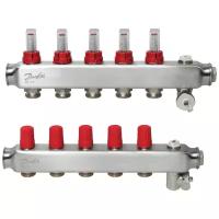 Коллекторная группа Danfoss (088U0755) 1" ВР, 5 отводов 3/4" расходомер, евроконус