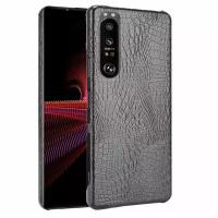 Защитный чехол MyPads панель бампер для Sony Xperia 1 III (1-3) на пластиковой основе с дизайном под кожу крокодила черный