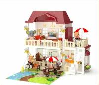 Двухэтажный кукольный дом с мебелью и аксессуарами