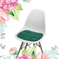 Подушка на стул из велюра, 39x40 см, противоскользящая, изумрудно-зеленый