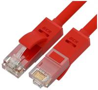 GCR Патч-корд прямой 10.0m UTP кат.5e, красный, 24 AWG, литой, ethernet high speed 1 Гбит/с, RJ45, T568B