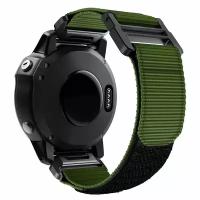 Нейлоновый эластичный ремешок 22 мм для Garmin Fenix 7/Fenix 6 Pro/Forerunner 935/945 с креплением - зеленый с черным