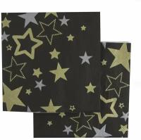 Салфетки бумажные, Сверкающие звезды, Черный, 33*33 см, 20 шт