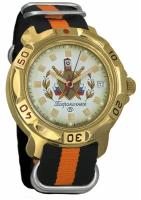 Мужские наручные часы Восток Командирские 819553-black-orange, нейлон, оранжевый/черный