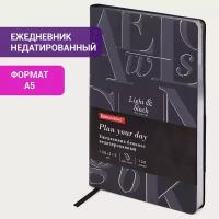 Ежедневник BRAUBERG Black 112036 недатированный, искусственная кожа, А5, 136 листов, черный