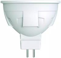 Лампа светодиодная Uniel LED-JCDR 6W/WW/GU5.3/FR/DIM PLP01WH диммируемая. Форма «JCDR», матовая.Теплый белый свет (3000K)