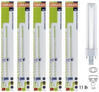 Лампа Люминесцентная OSRAM Dulux G23 11W 220V 2700K Теплый белый свет, уп. 5шт