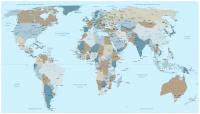 Фотообои Уютная стена "Голубая карта мира" 480х270 см Бесшовные Премиум (единым полотном)