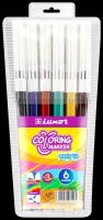 Фломастеры 6 цветов Luxor Coloring, смываемые, европодвес, 1 набор