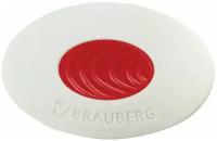 Ластик BRAUBERG "Oval PRO", 40*26*8мм, овальный, красный пластиковый держатель, 229560