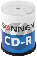 Диски CD-R SONNEN 700Mb 52x Cake Box (упаковка на шпиле) комплект 100шт, 513533