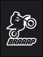 Наклейка на авто "Мотоциклист BRAAAP" 17х15 см