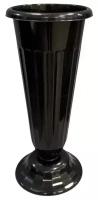 Ваза для цветов пластиковая черная 44 см диаметр 21 см на ножке