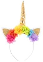 Карнавальный ободок детский Веселуха Единорог с радужными цветами, 1 шт