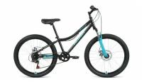 Велосипед ALTAIR MTB HT 24 2.0 disc 2021 рост 12" черный/бирюзовый