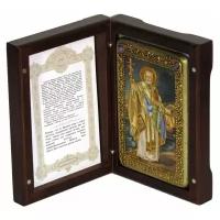 Настольная икона Святитель Николай, чудотворец (Морской) на мореном дубе 10*15см 999-RTI-039-2m