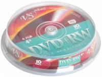 Диски DVD + RW VS 4,7 Gb 4x, комплект 10 шт, Cake Box, VSDVDPRWCB1001 - 1 шт