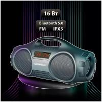 Колонка портативная SONNEN B332, 16 Вт, Bluetooth, FM-тюнер, microSD, MP3-плеер, черная, 513480