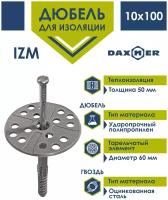 Дюбель для изоляции 10х100 Daxmer с металлическим гвоздем (100 шт)