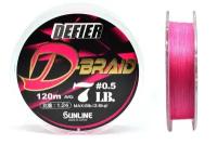 Плетёный шнур Sunline Shooter Defier D-Braid Pink 120m #0.5/7lb