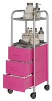 Тумба-стеллаж с ящиками пластиковая на колесиках GiroCo Rio розовая для ванной,прихожей,детской,кухни,офиса/Стеллаж/Этажерка 3 ящика,34,5х33,5х95 см