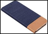 Чехол-книжка Чехол. ру для Nokia 5.4 из водоотталкивающей ткани под джинсу с вставкой под кожу синий