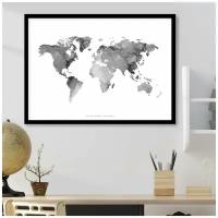 Карта мира черно-белая