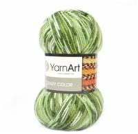 Пряжа для вязания YarnArt "Crazy Color" - 2 мотка цвет: 115 Зеленый, белый, 260 м, 100 г