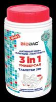 Универсальное средство для дезинфекции бассейнов Универсал 3 в 1 (хлор, альгицид, коагулянт таблетки 20 гр) Биобак