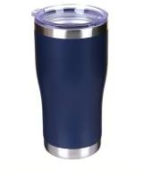 Термокружка PERFEO для напитков с прозрачной крышкой, объем 0,6 л., темно-синий (PF_C3726)